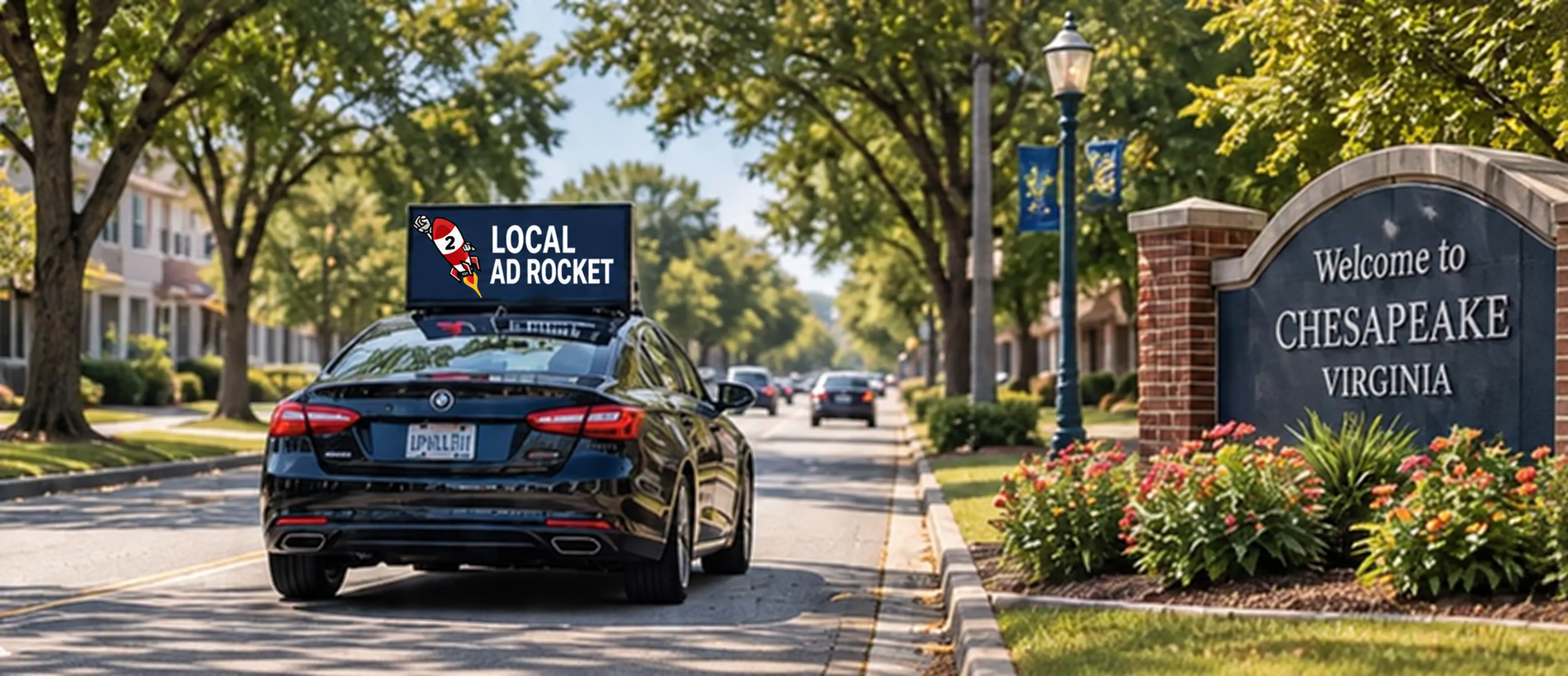 Illustrative rooftop advertising car in Chesapeake